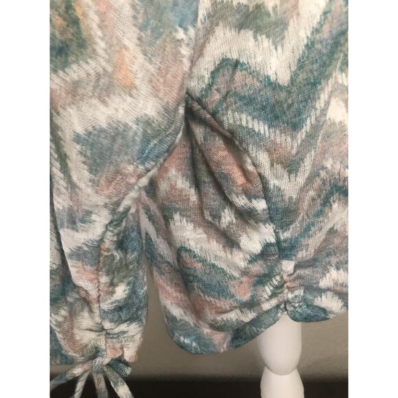 Annabelle Small Dolman Sleeve Tunic Chevron Stripe Top Cinched Oversized #4998 - Picture 4 of 9